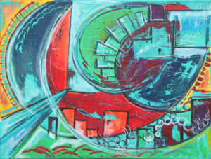 "Crazy " Mixed - Acrylic 30cm x 40cm 12in x 16in